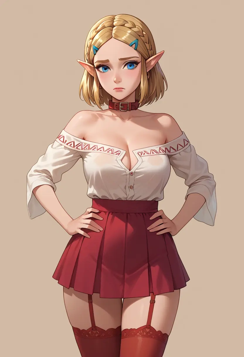 the_legend_of_zelda,princess_zelda,collar,oversized,Thigh garters  - 