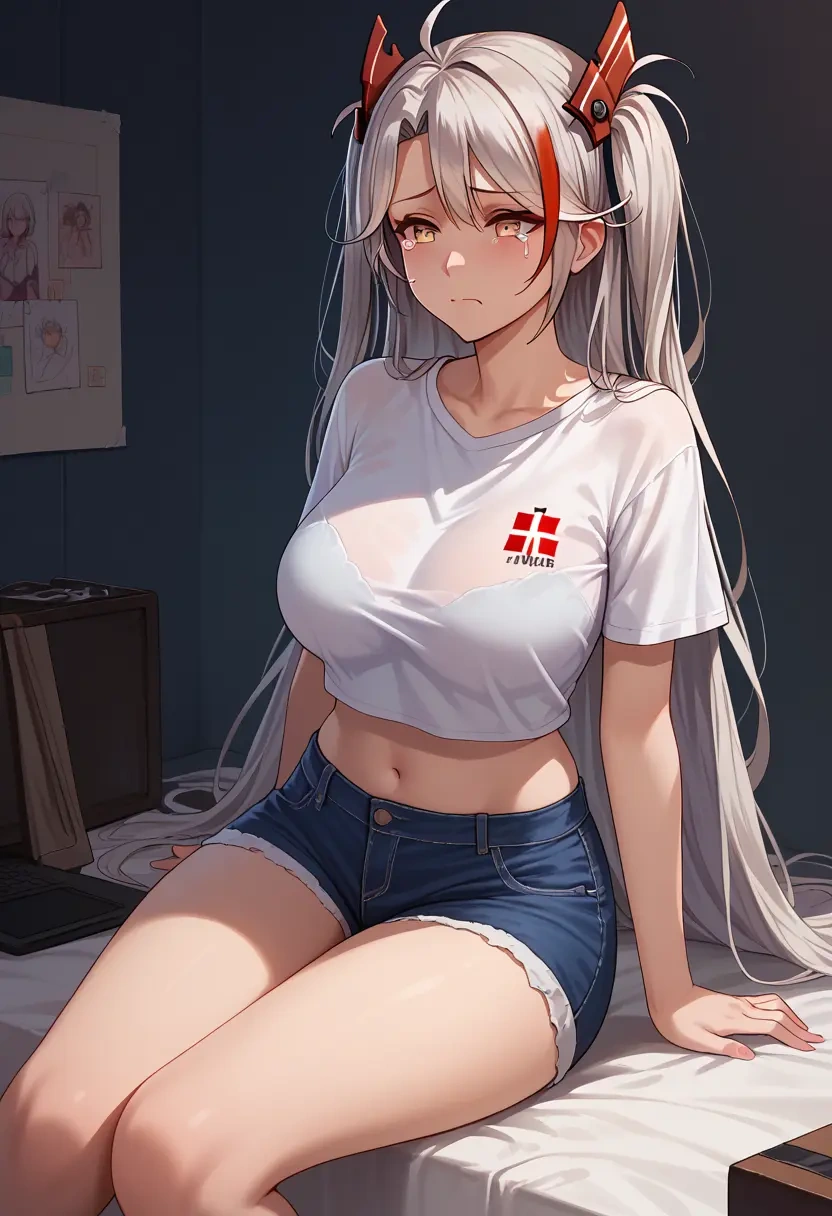 azur_lane,prinz_eugen_(azur_lane),denim shorts  - 