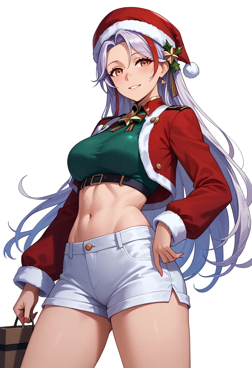 azur_lane,prinz_eugen_(azur_lane),Christmas,red velvet shorts  - 