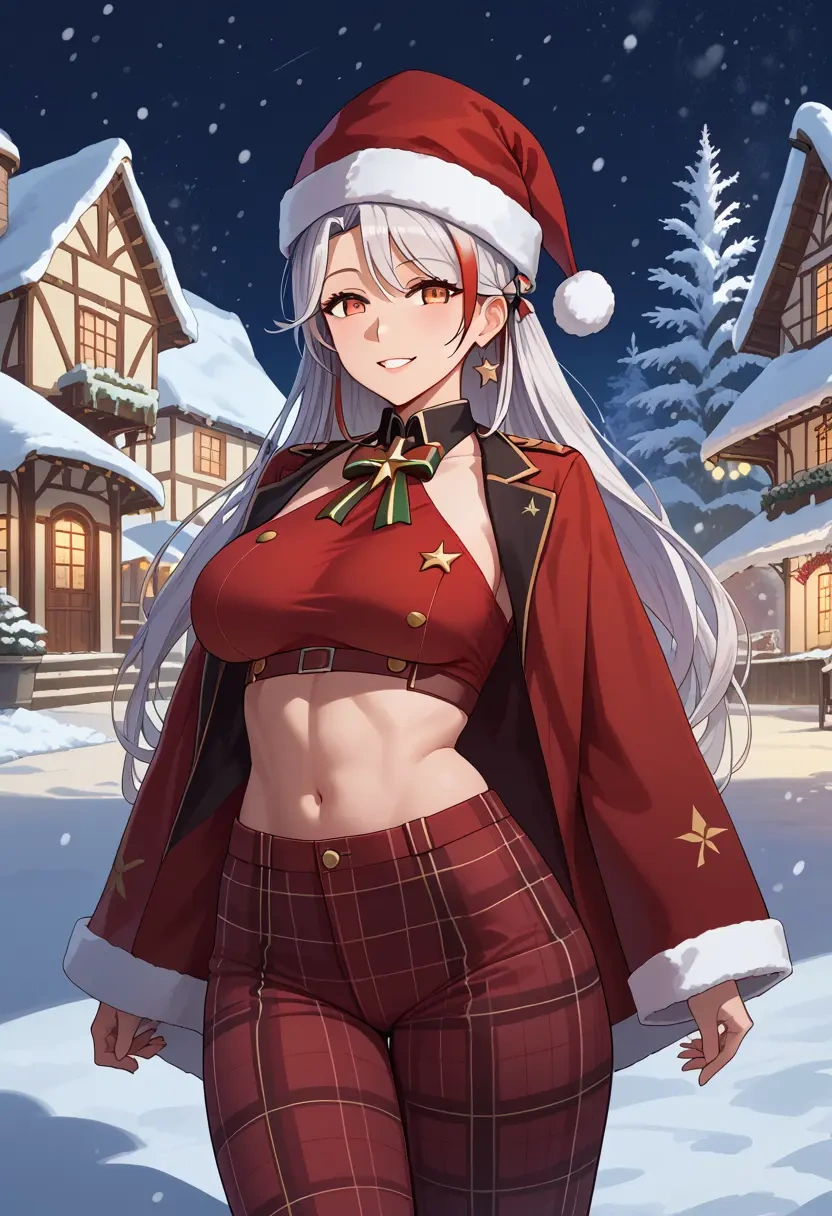 azur_lane,prinz_eugen_(azur_lane),Christmas,plaid trousers  - 