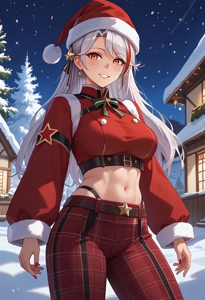 azur_lane,prinz_eugen_(azur_lane),Christmas,plaid trousers  - 