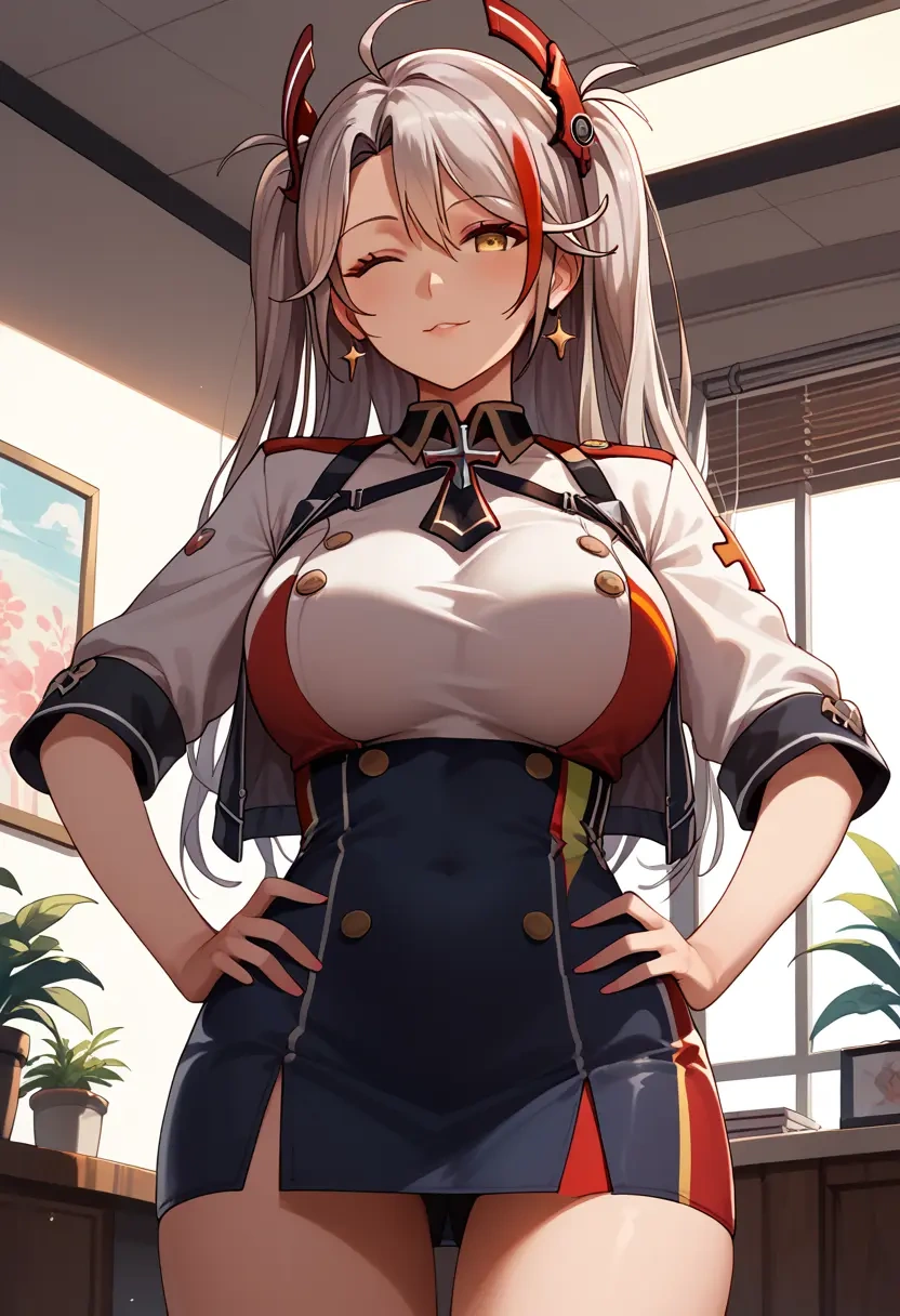 azur_lane,prinz_eugen_(azur_lane),abstract art blouse,dolphin shorts  - 