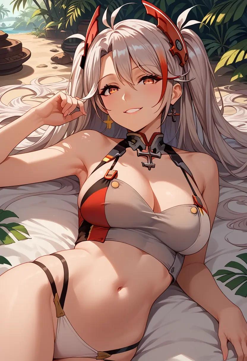 azur_lane,prinz_eugen_(azur_lane),graphic tee,dolphin shorts  - 