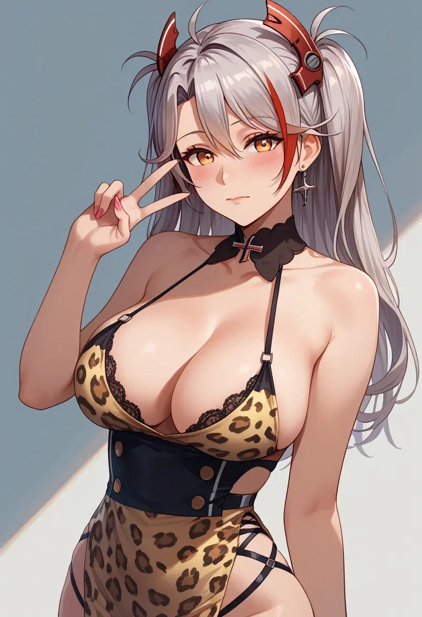 azur_lane,prinz_eugen_(azur_lane),leopard print,silk slip dress  - 