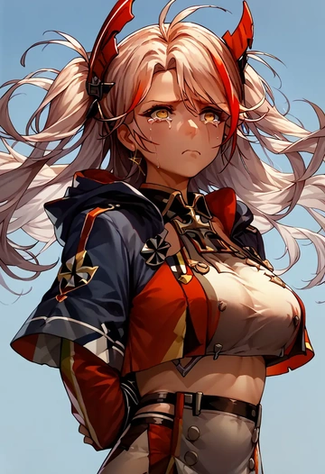 azur_lane,prinz_eugen_(azur_lane),crop windbreaker,shorts  - AI generated anime art