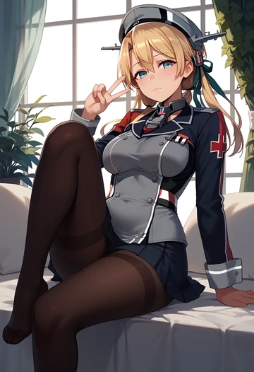 kantai_collection,prinz_eugen_(kancolle),shorts, pantyhose  - AI generated anime art