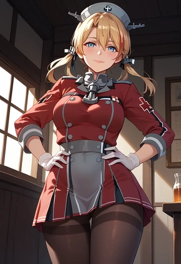 kantai_collection,prinz_eugen_(kancolle),nurse, pantyhose,mini skirt  - AI generated anime art