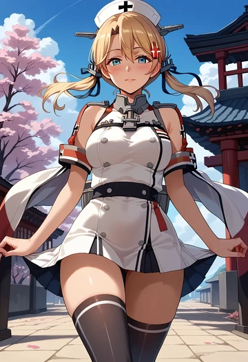 kantai_collection,prinz_eugen_(kancolle),nurse pantyhose,mini skirt, sexy  - AI generated anime art