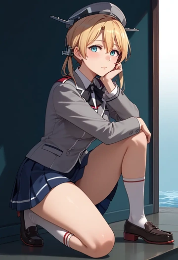 kantai_collection,prinz_eugen_(kancolle),winter,student uniform,blazer  - AI generated anime art