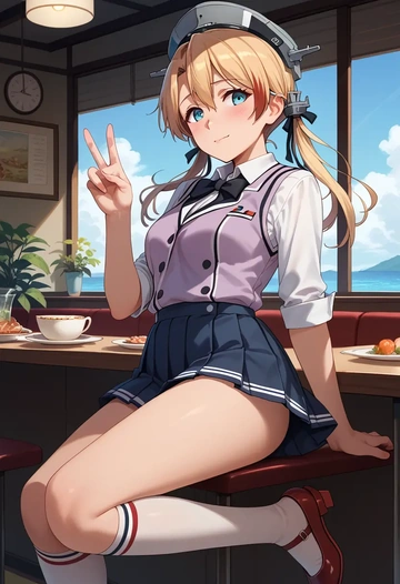 kantai_collection,prinz_eugen_(kancolle),spring,student uniform,vest  - AI generated anime art