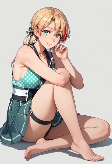 kantai_collection,prinz_eugen_(kancolle),silk slip dress,polka dots  - AI generated anime art