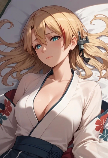 kantai_collection,prinz_eugen_(kancolle),kimono,silk,wide-leg trousers  - AI generated anime art