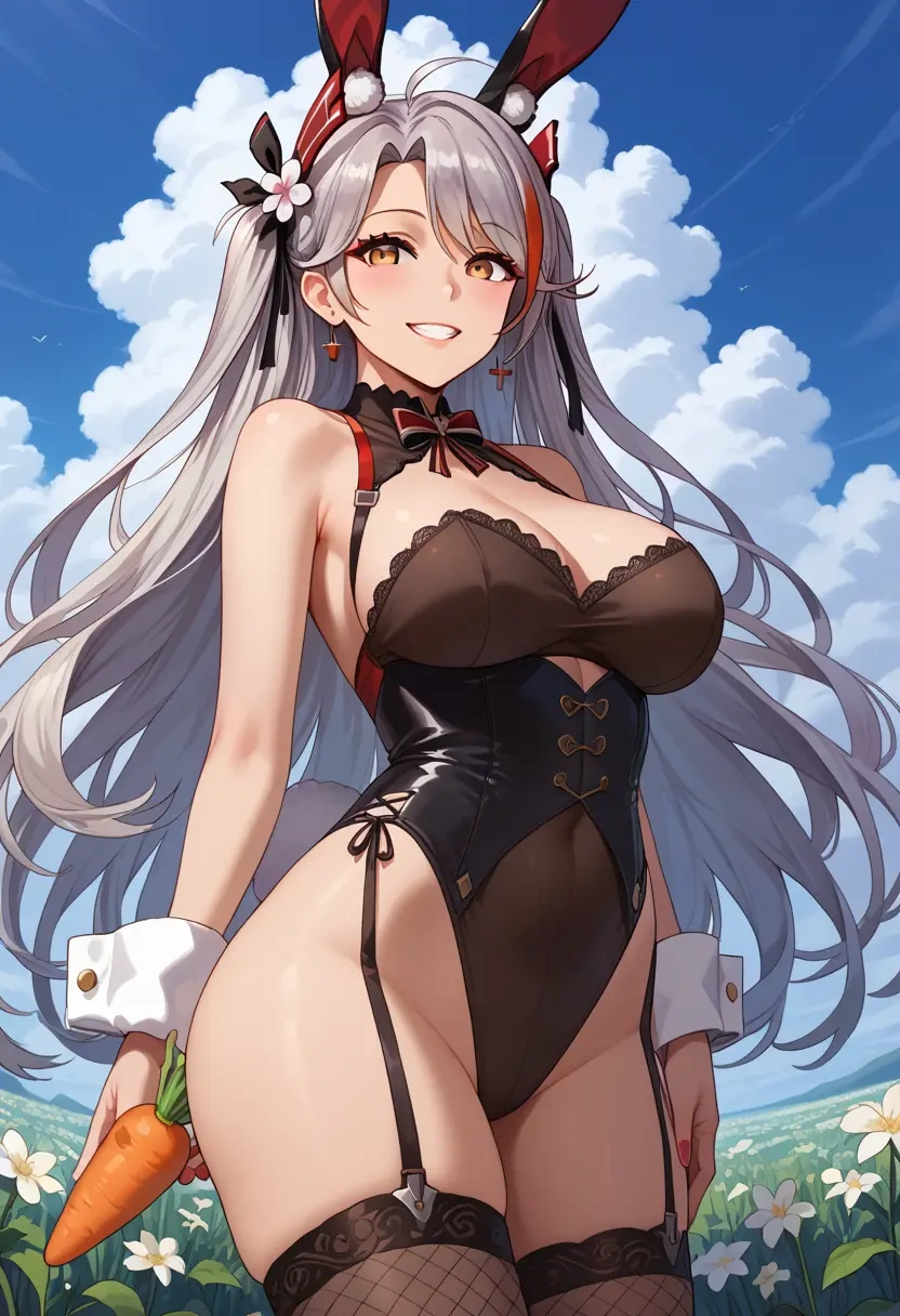 azur_lane,prinz_eugen_(unfading_smile)_(azur_lane),bunny girl, sexy,stockings  - 