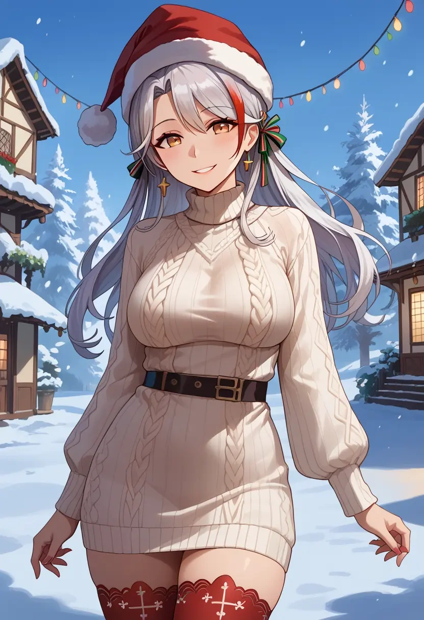 azur_lane,prinz_eugen_(unfading_smile)_(azur_lane),Christmas,sweater dress,stockings  - 