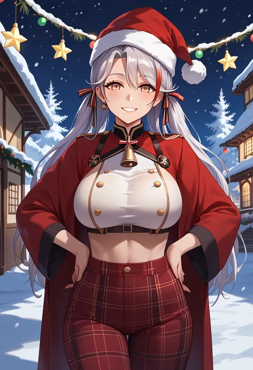 azur_lane,prinz_eugen_(unfading_smile)_(azur_lane),Christmas,plaid trousers  - 