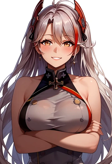 azur_lane,prinz_eugen_(unfading_smile)_(azur_lane),graphic tee,dolphin shorts  - AI generated anime art