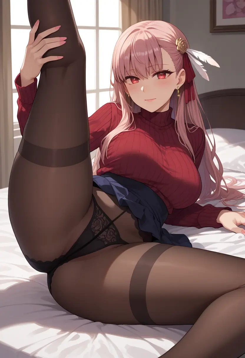 fate_(series),prisma_illya,pantyhose,stocking,spread legs,one leg up,sexy  - 