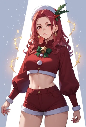 fate_(series),prisma_illya,Christmas,red velvet shorts  - AI generated anime art