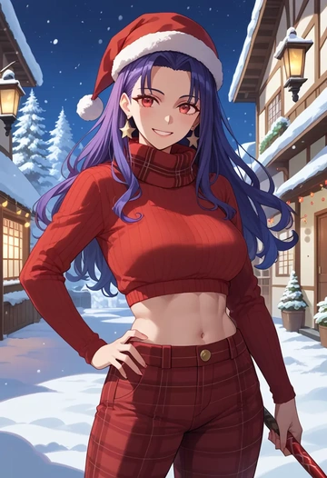 fate_(series),prisma_illya,Christmas,plaid trousers  - AI generated anime art