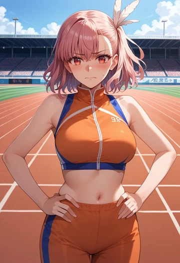 fate_(series),prisma_illya,sports crop,high-waisted shorts  - AI generated anime art