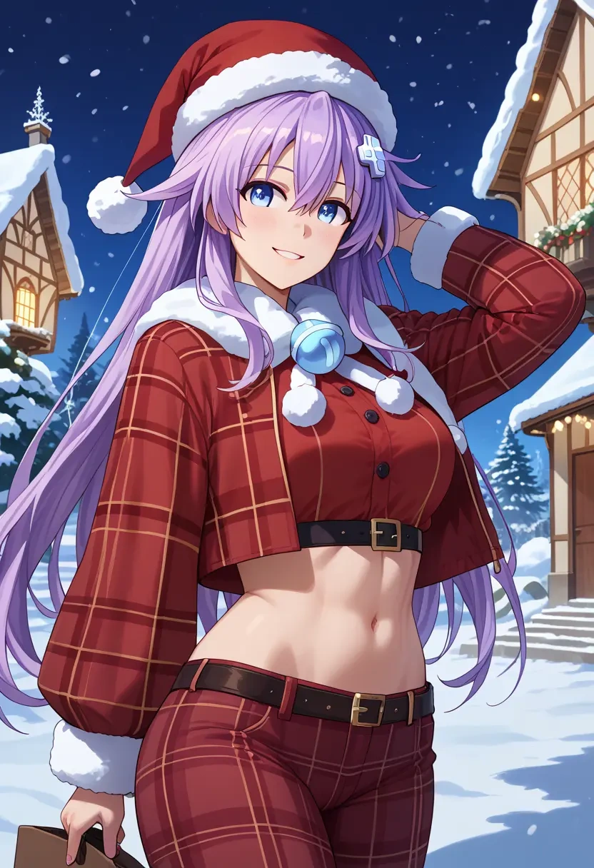 neptune_(series),purple_heart_(neptunia),Christmas,plaid trousers  - 