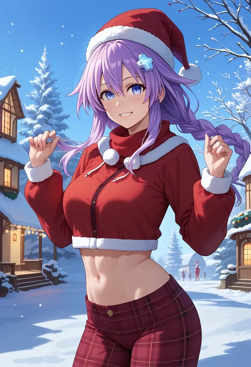 neptune_(series),purple_heart_(neptunia),Christmas,plaid trousers  - 