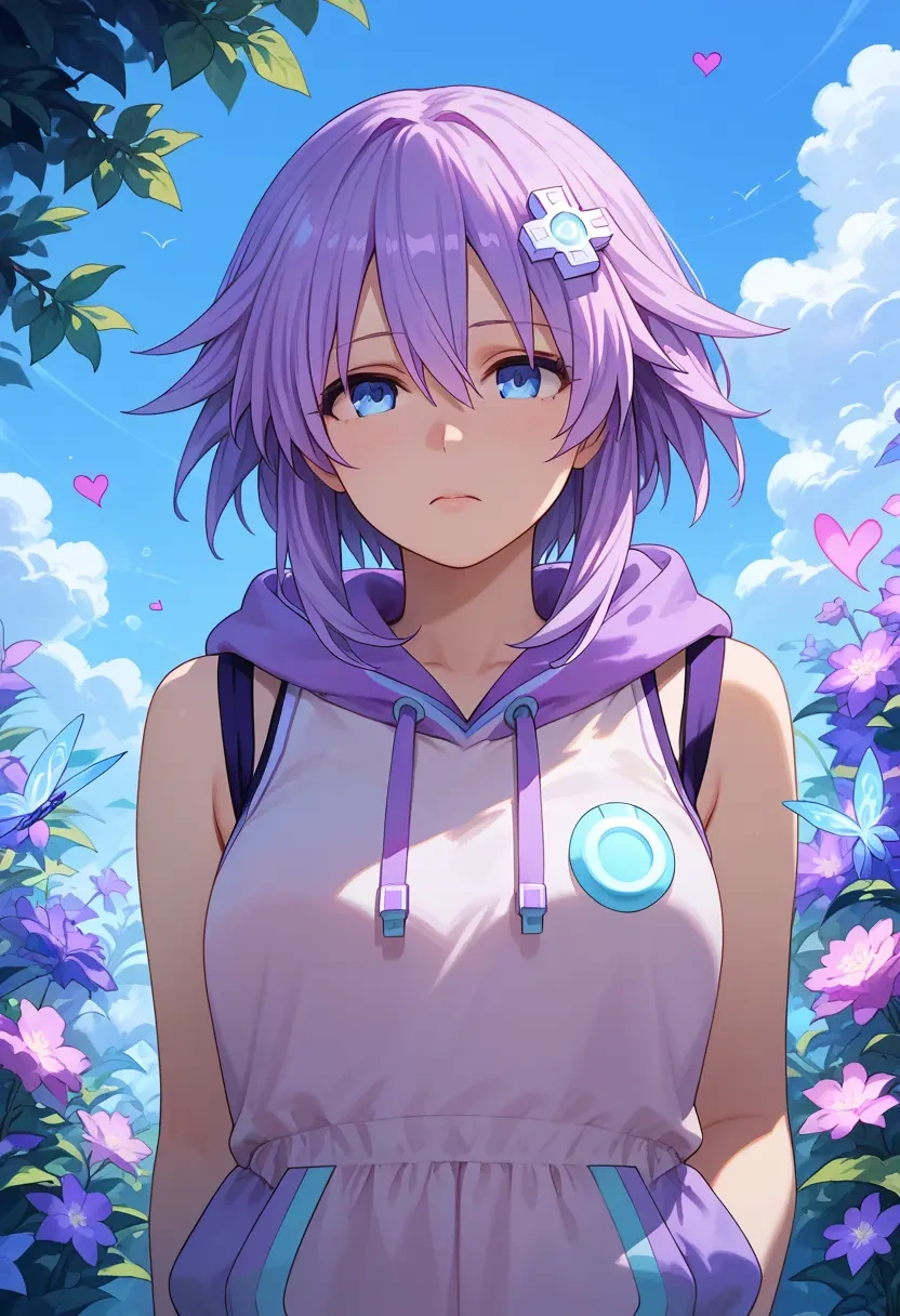 neptune_(series),purple_heart_(neptunia),sleeveless hoodie,biker shorts  - 