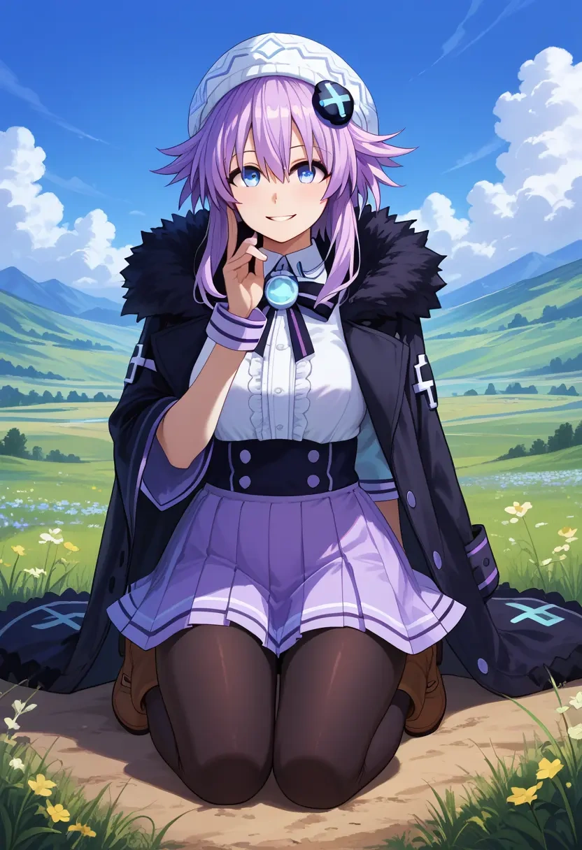 neptune_(series),purple_heart_(neptunia),winter,student uniform,duffle coat  - 