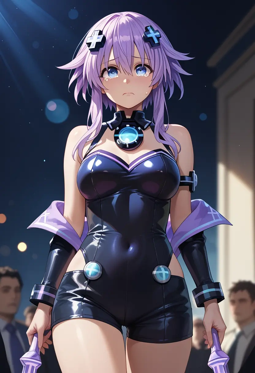 neptune_(series),purple_heart_(neptunia),leather,shorts  - 