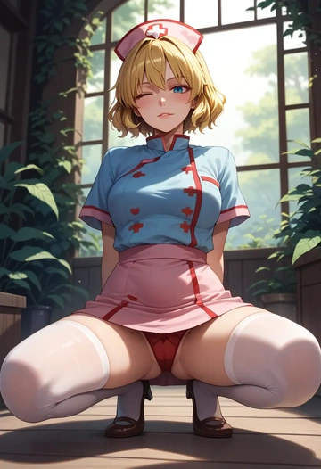 touhou,pyonta,nurse,stockings,sexy,panties  - AI generated anime art