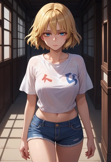 touhou,pyonta,denim shorts  - AI generated anime art