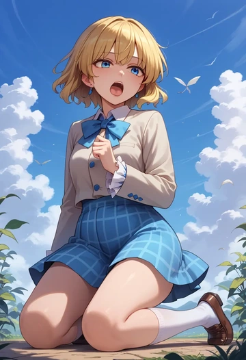 touhou,pyonta,spring,student uniform,blazer  - AI generated anime art