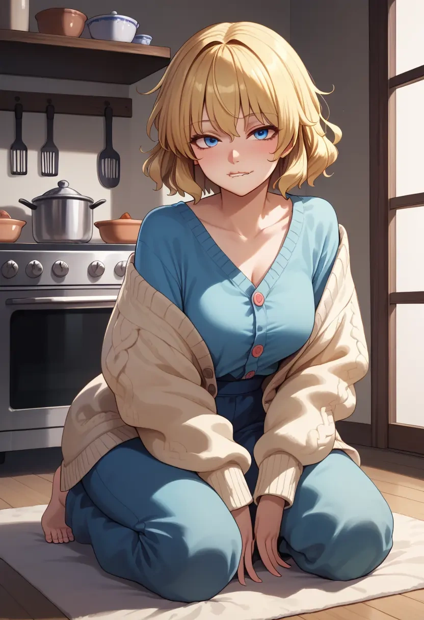 touhou,pyonta,cardigan,oversized,wide-leg pants  - 