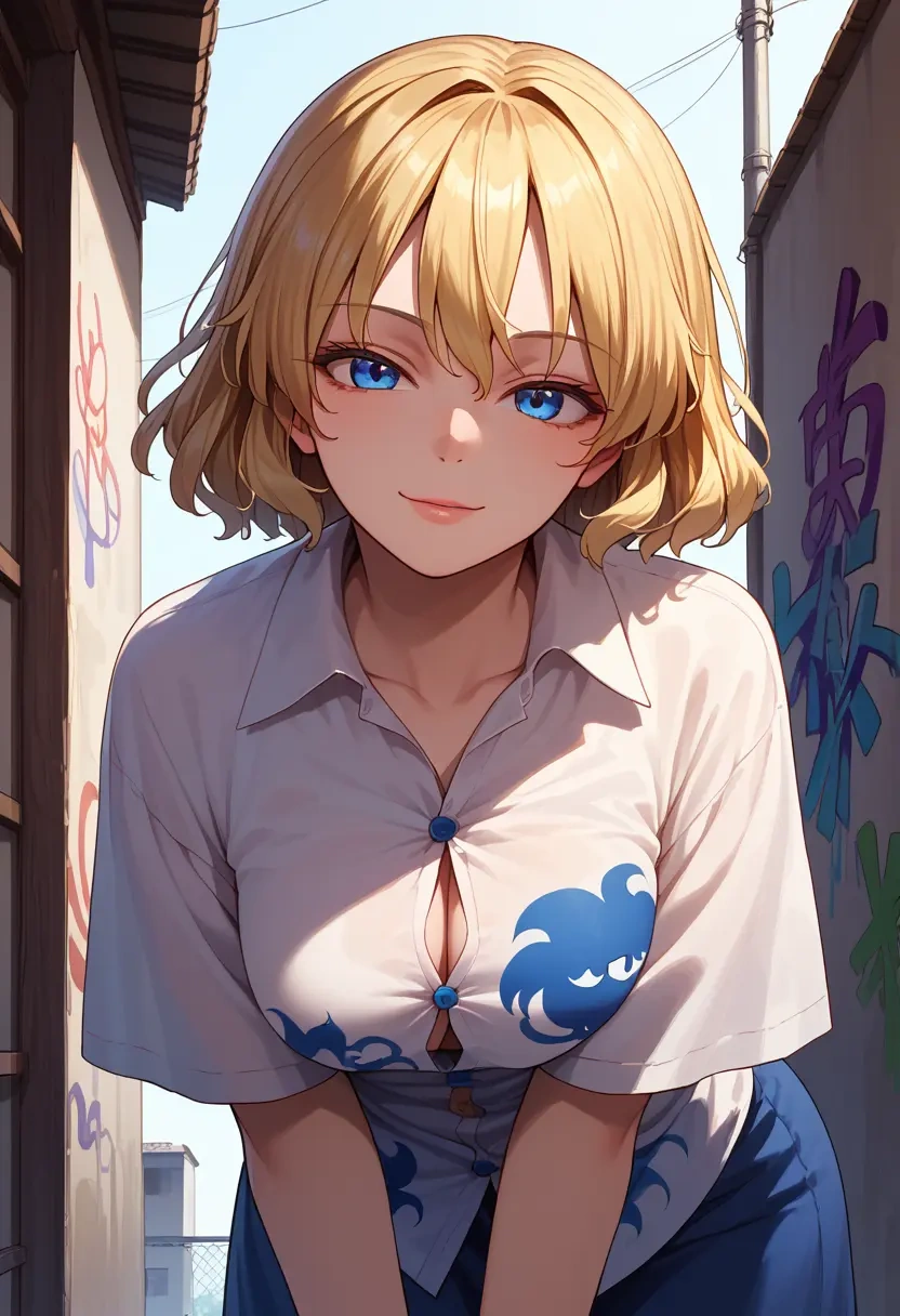 touhou,pyonta,oversized graffiti shirt,dolphin shorts  - 