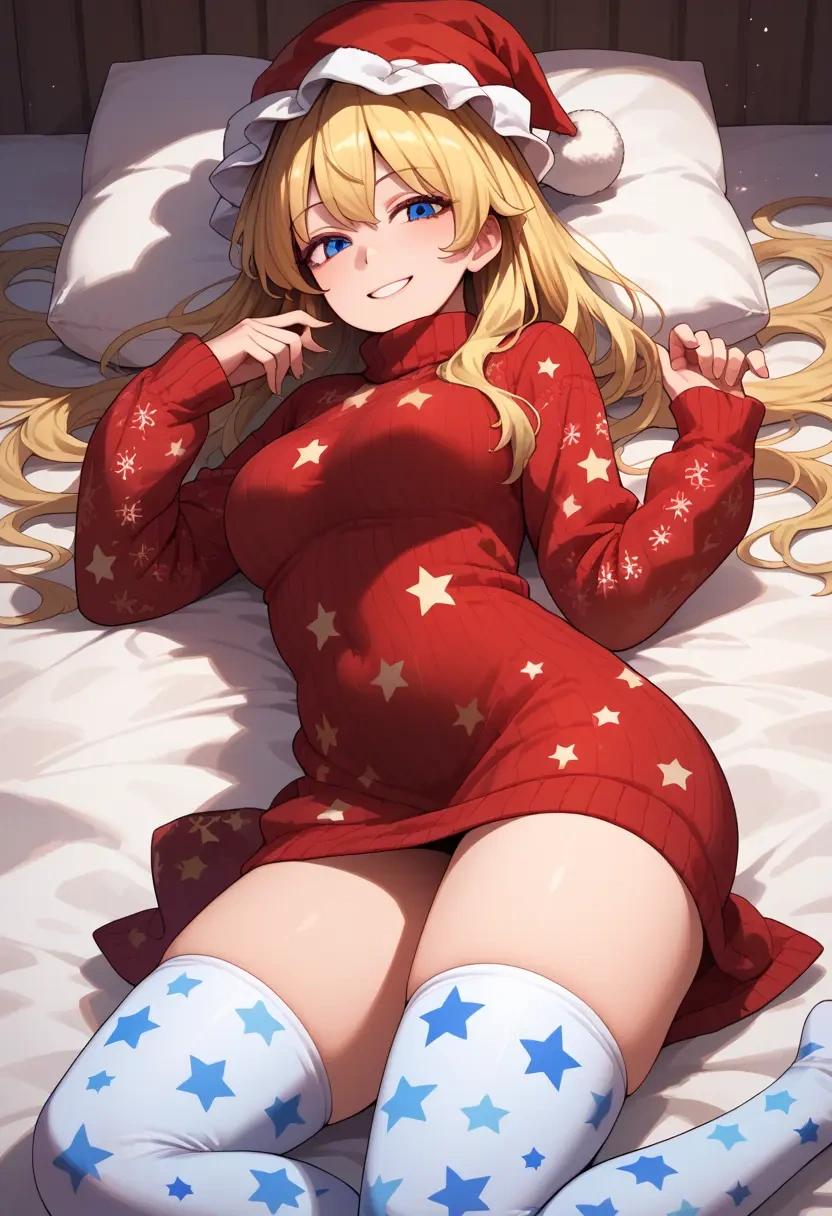 touhou,pyonta,Christmas,sweater dress,stockings  - 