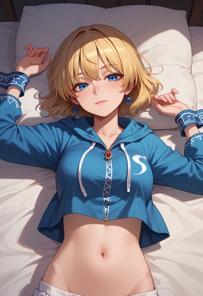 touhou,pyonta,hoodie,cropped,high-waisted joggers  - 