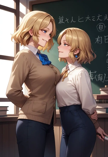 touhou,pyonta,teacher, sweater  - AI generated anime art