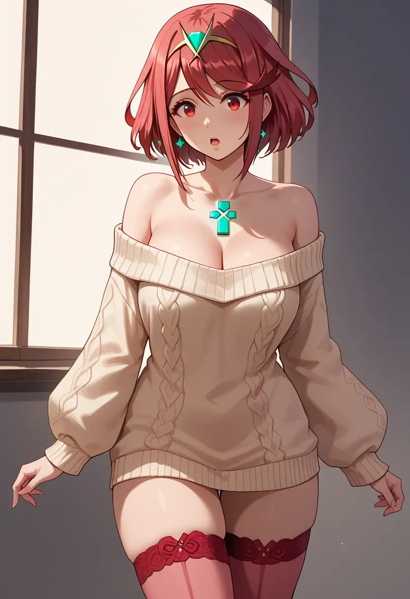 xenoblade_chronicles_(series),pyra_(xenoblade),off-shoulder,sweater  - 