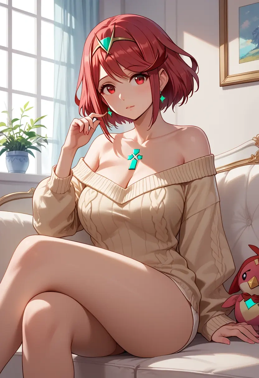 xenoblade_chronicles_(series),pyra_(xenoblade),off-shoulder,sweater  - 