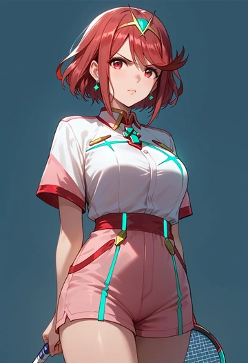 xenoblade_chronicles_(series),pyra_(xenoblade),tennis polo,skort  - AI generated anime art