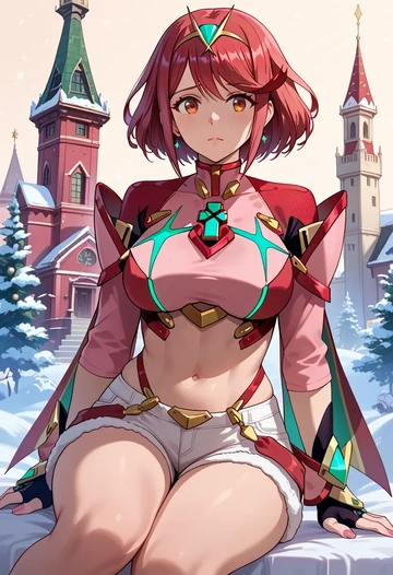 xenoblade_chronicles_(series),pyra_(xenoblade),red velvet shorts  - AI generated anime art