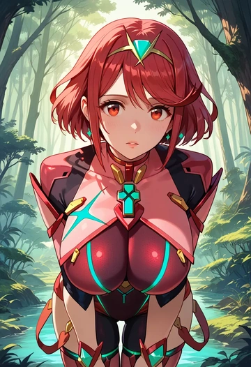 xenoblade_chronicles_(series),pyra_(xenoblade),black widow bodysuit,spiderweb cape,leather gloves  - AI generated anime art