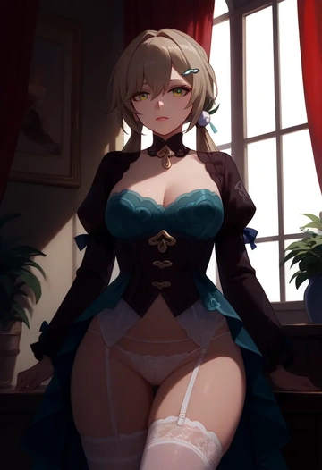 star rail,qingque,Victorian-era,stockings,sexy  - AI generated anime art