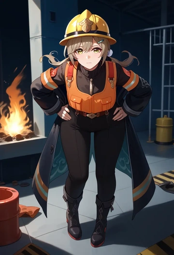 star rail,qingque,firefighter  - AI generated anime art