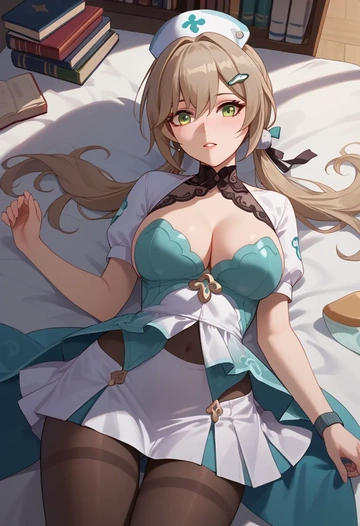 star rail,qingque,nurse, pantyhose,mini skirt  - AI generated anime art