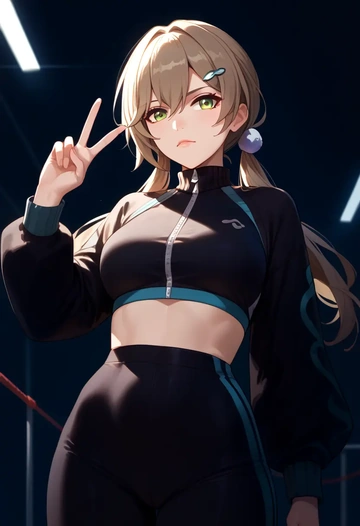 star rail,qingque,athletic,track suit  - AI generated anime art