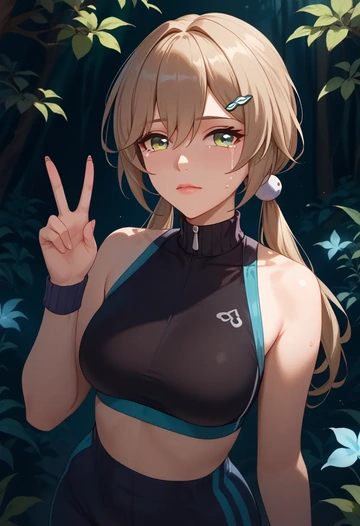 star rail,qingque,athletic,track suit  - AI generated anime art