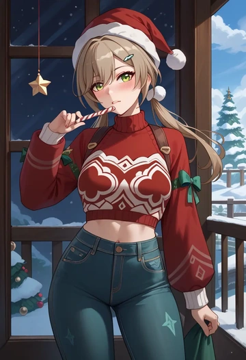 star rail,qingque,Christmas  - AI generated anime art