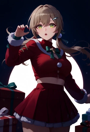 star rail,qingque,Christmas,skirt  - AI generated anime art