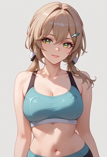 star rail,qingque,sports bra,wide-leg joggers  - AI generated anime art